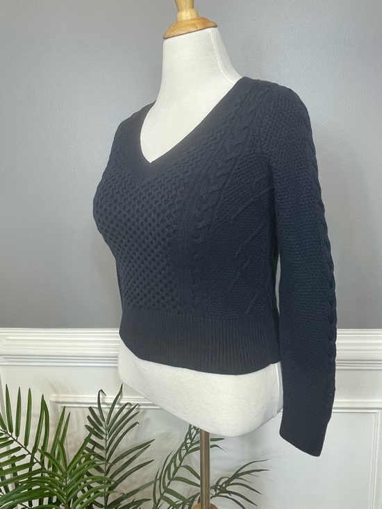 Banana Republic Sweaters - Banana Republic Navy V-Neck Cable & Textured Knit Sweater